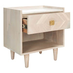 Safavieh Tahseen Parquet Nightstand , NST9004 - White Washed / Brass