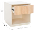 Safavieh Grayden 1 Drawer Nightstand  , NST9203 - White Body / Natural Front Drawer