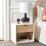 Safavieh Grayden 1 Drawer Nightstand  , NST9203 - White Body / Natural Front Drawer