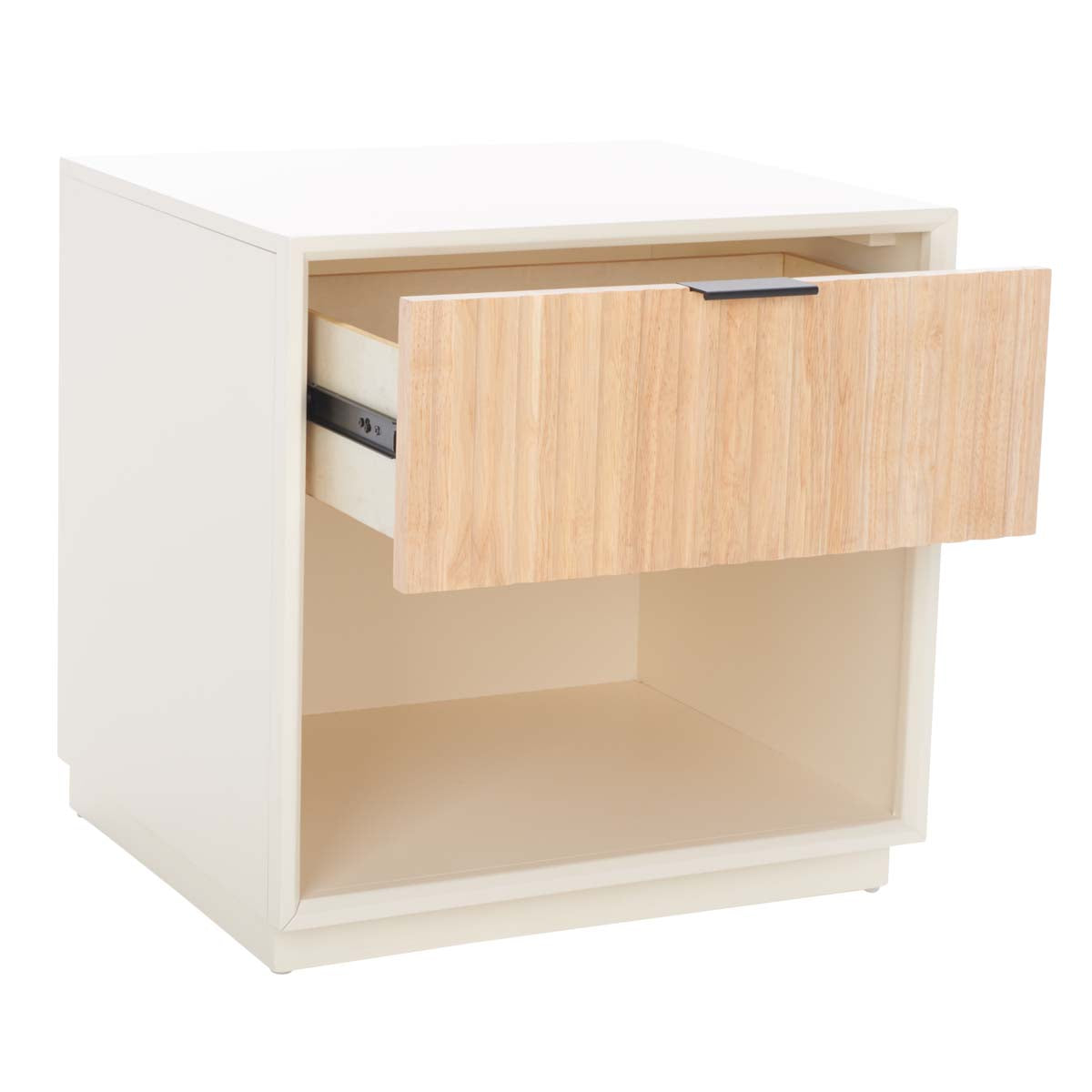 Safavieh Grayden 1 Drawer Nightstand  , NST9203 - White Body / Natural Front Drawer