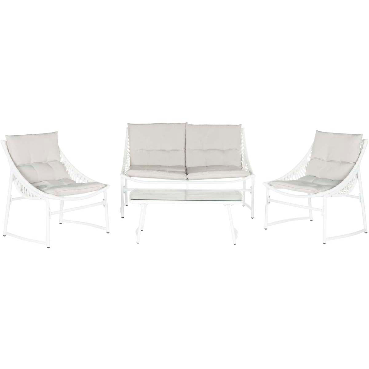 Safavieh Berkane 4 Pc Outdoor Set , PAT2009 - White/Grey