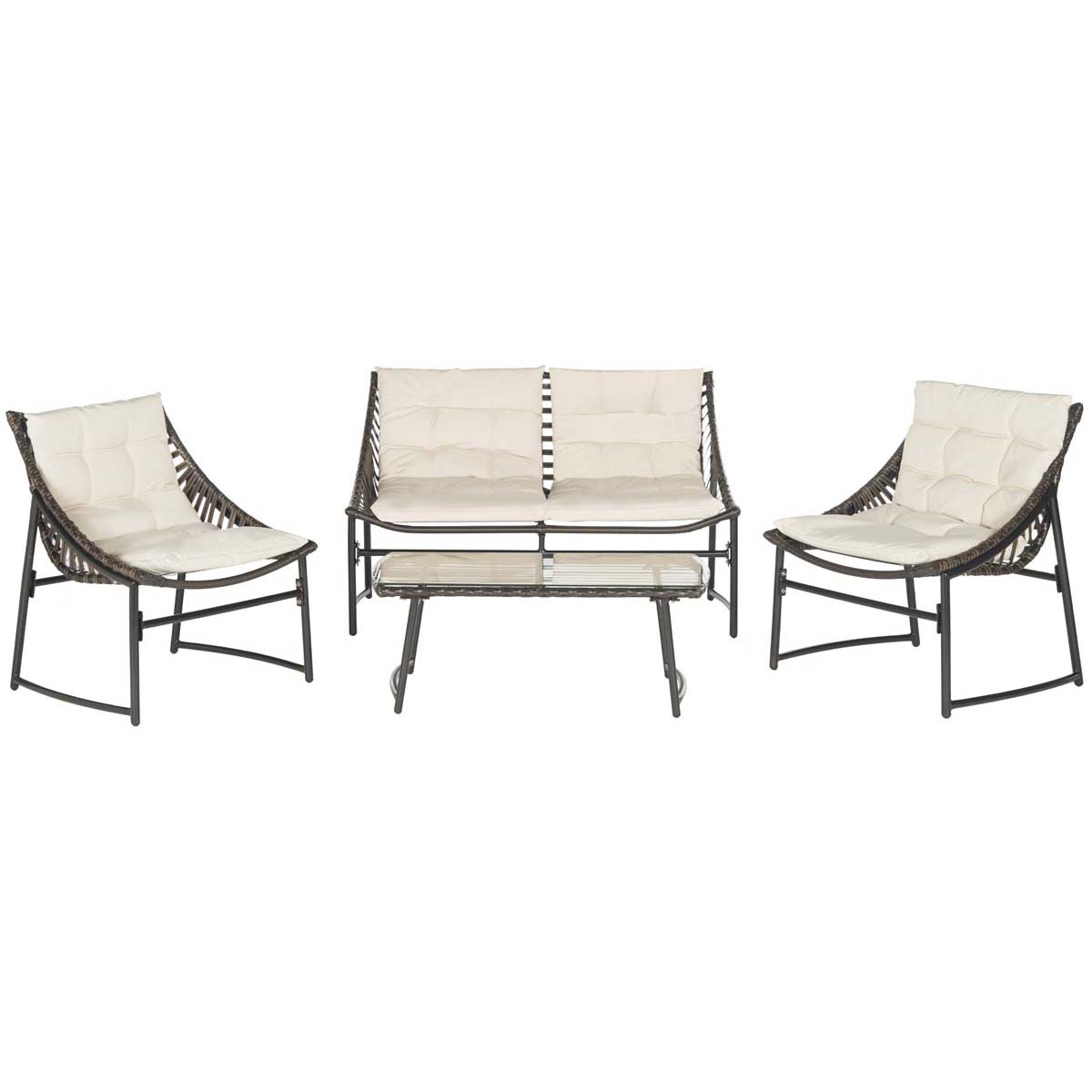 Safavieh Berkane 4 Pc Outdoor Set , PAT2009 - Brown/Beige