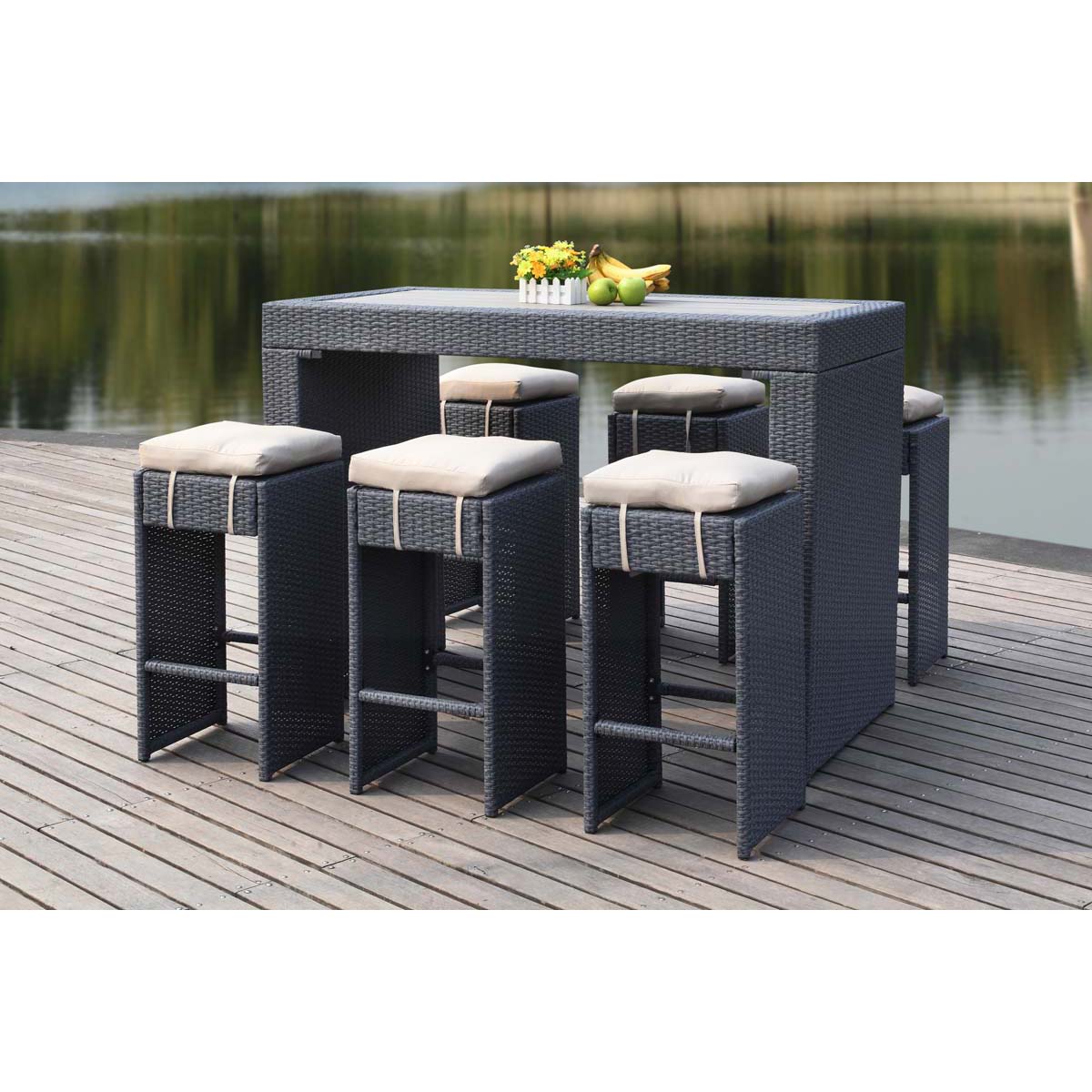 Safavieh Sanders Outdoor Bar Set , PAT2502 - Titanium/Sand