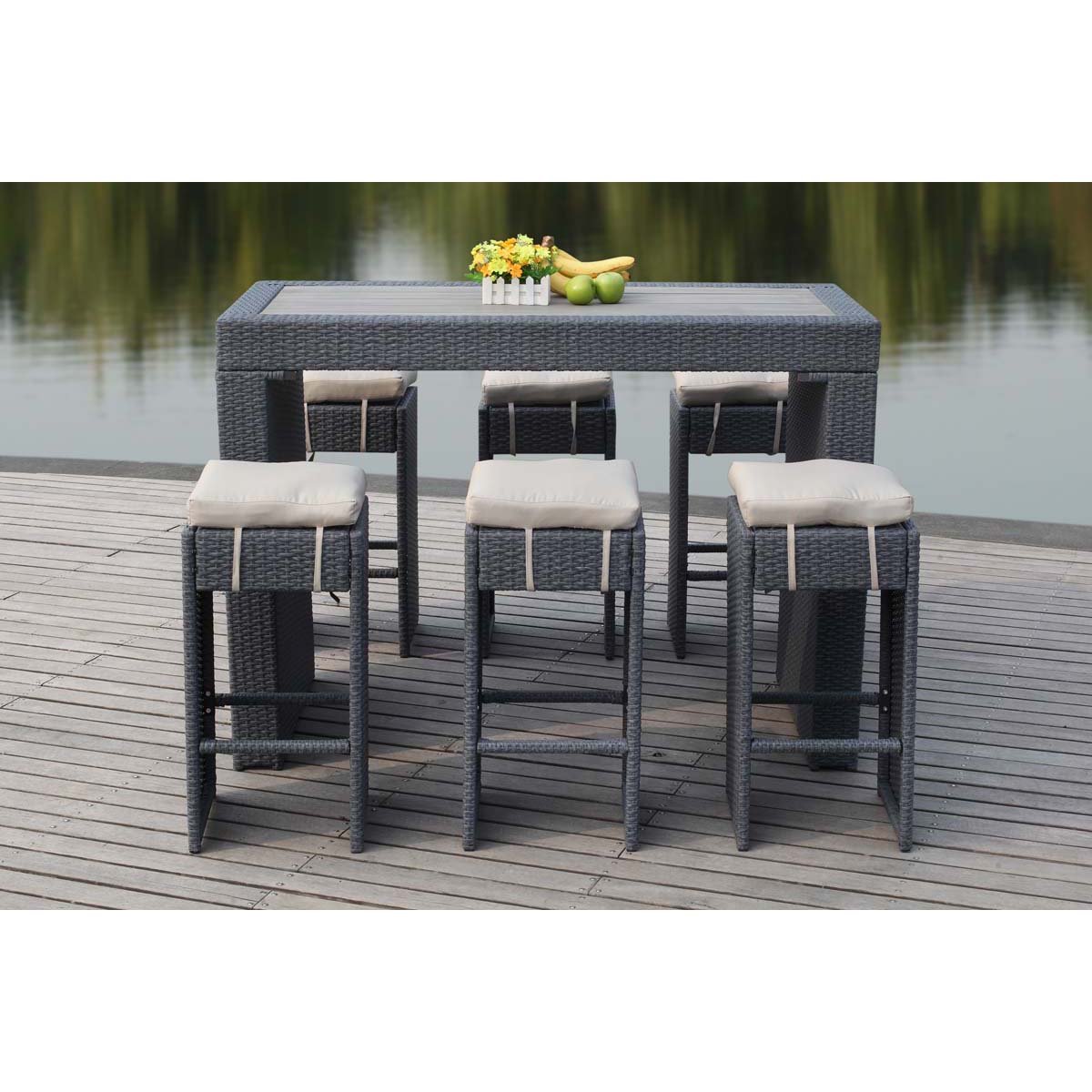 Safavieh Sanders Outdoor Bar Set , PAT2502 - Titanium/Sand