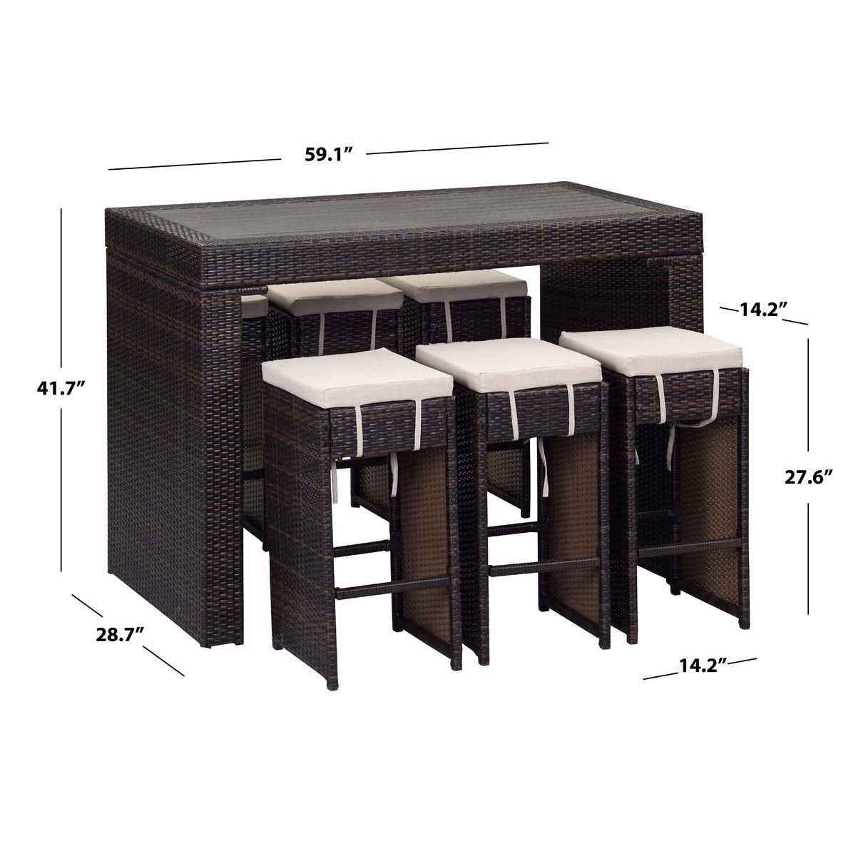 Safavieh Sanders Outdoor Bar Set , PAT2502 - Brown/Sand