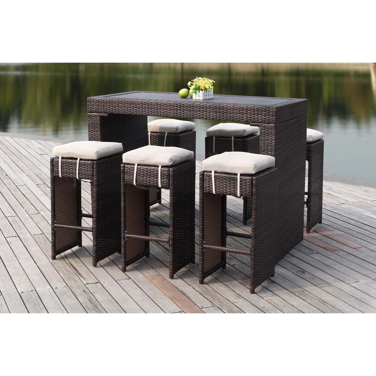 Safavieh Sanders Outdoor Bar Set , PAT2502 - Brown/Sand
