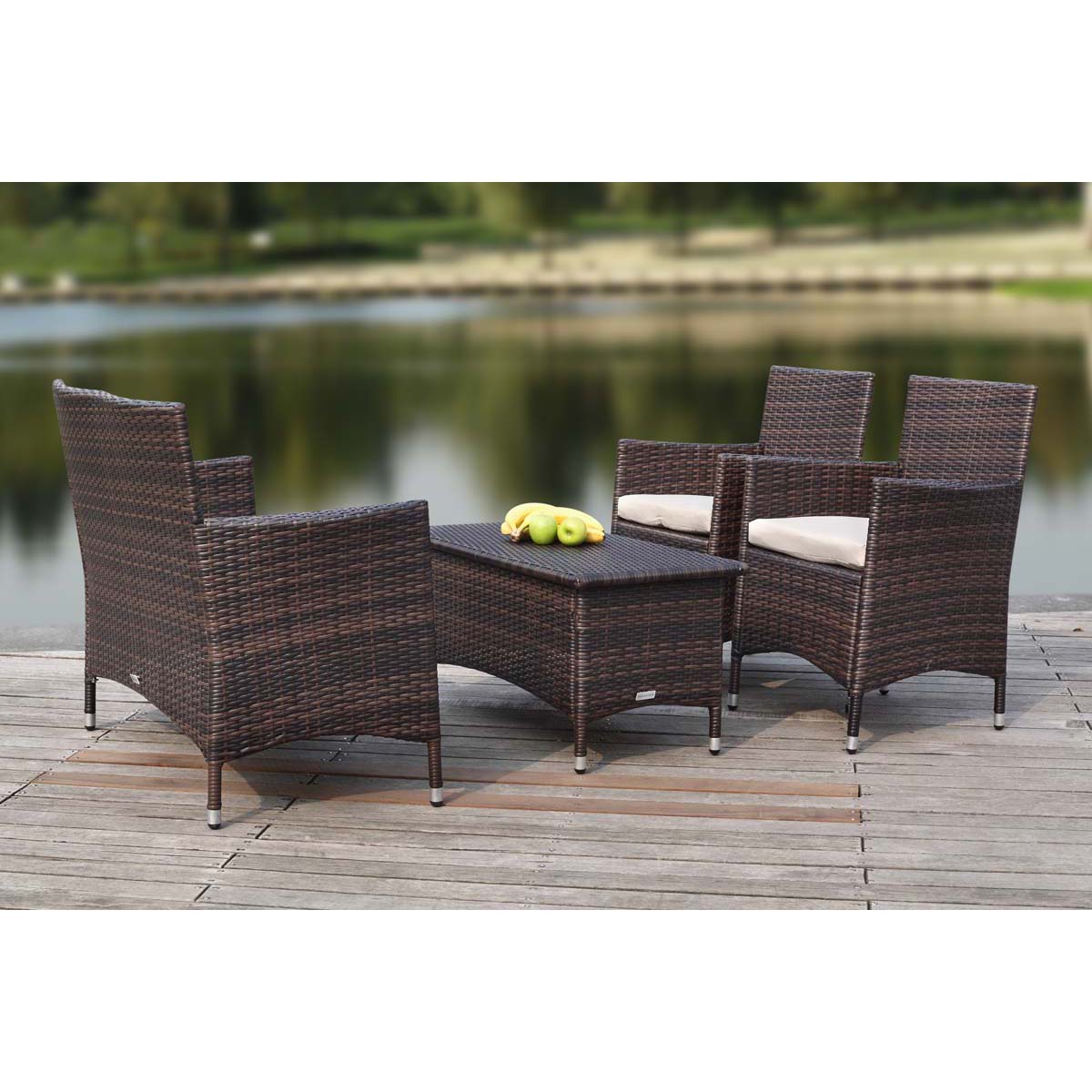 Safavieh Figueroa 4 Pc Outdoor Set , PAT2508 - Brown/Sand