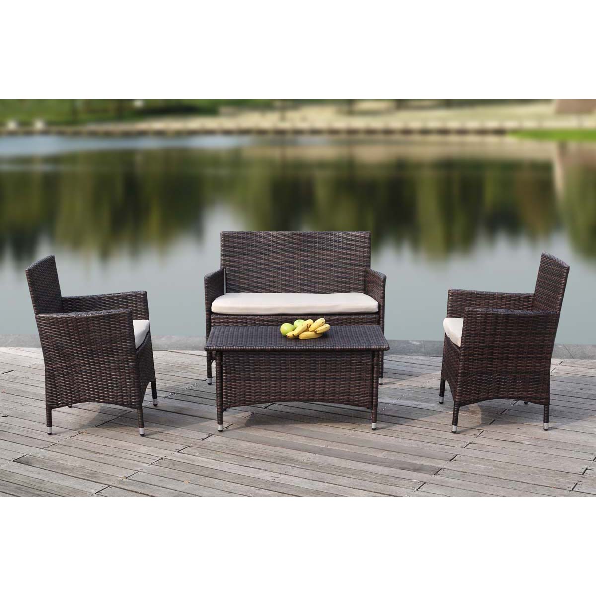 Safavieh Figueroa 4 Pc Outdoor Set , PAT2508 - Brown/Sand