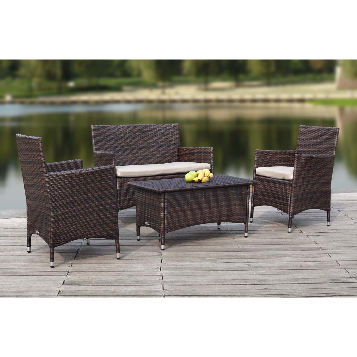 Safavieh Figueroa 4 Pc Outdoor Set , PAT2508 - Brown/Sand
