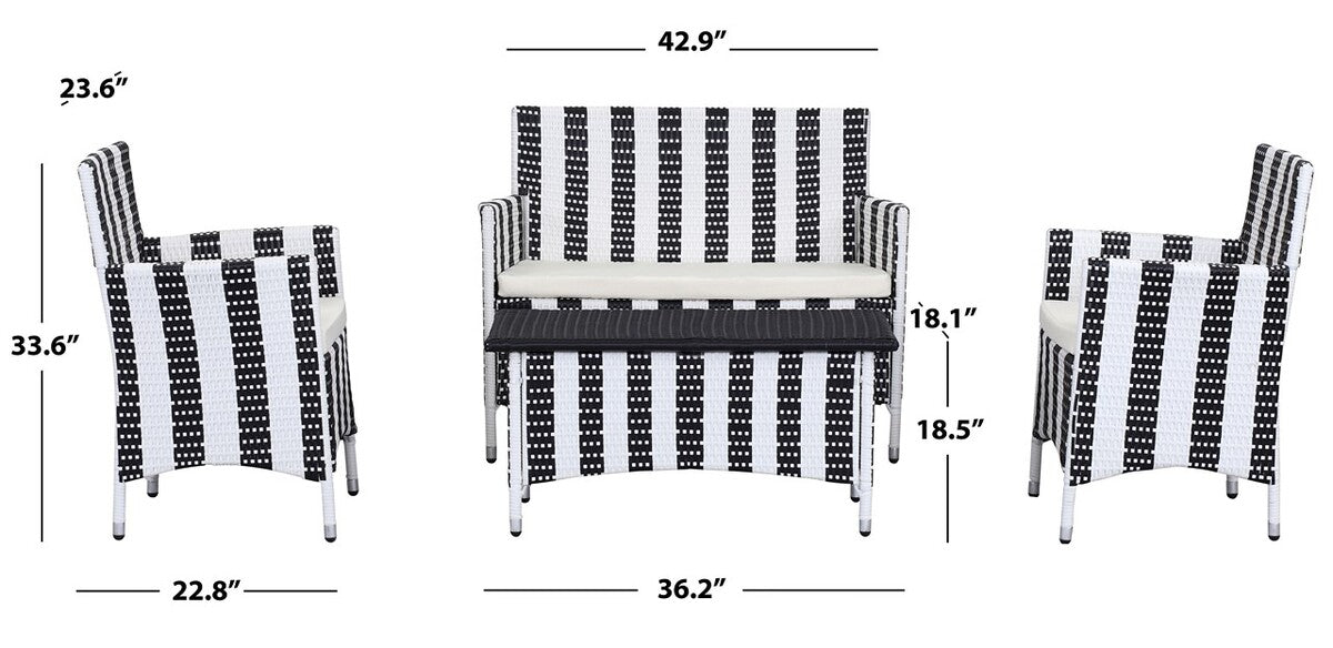 Safavieh Figueroa 4 Pc Outdoor Set , PAT2508 - Black/White