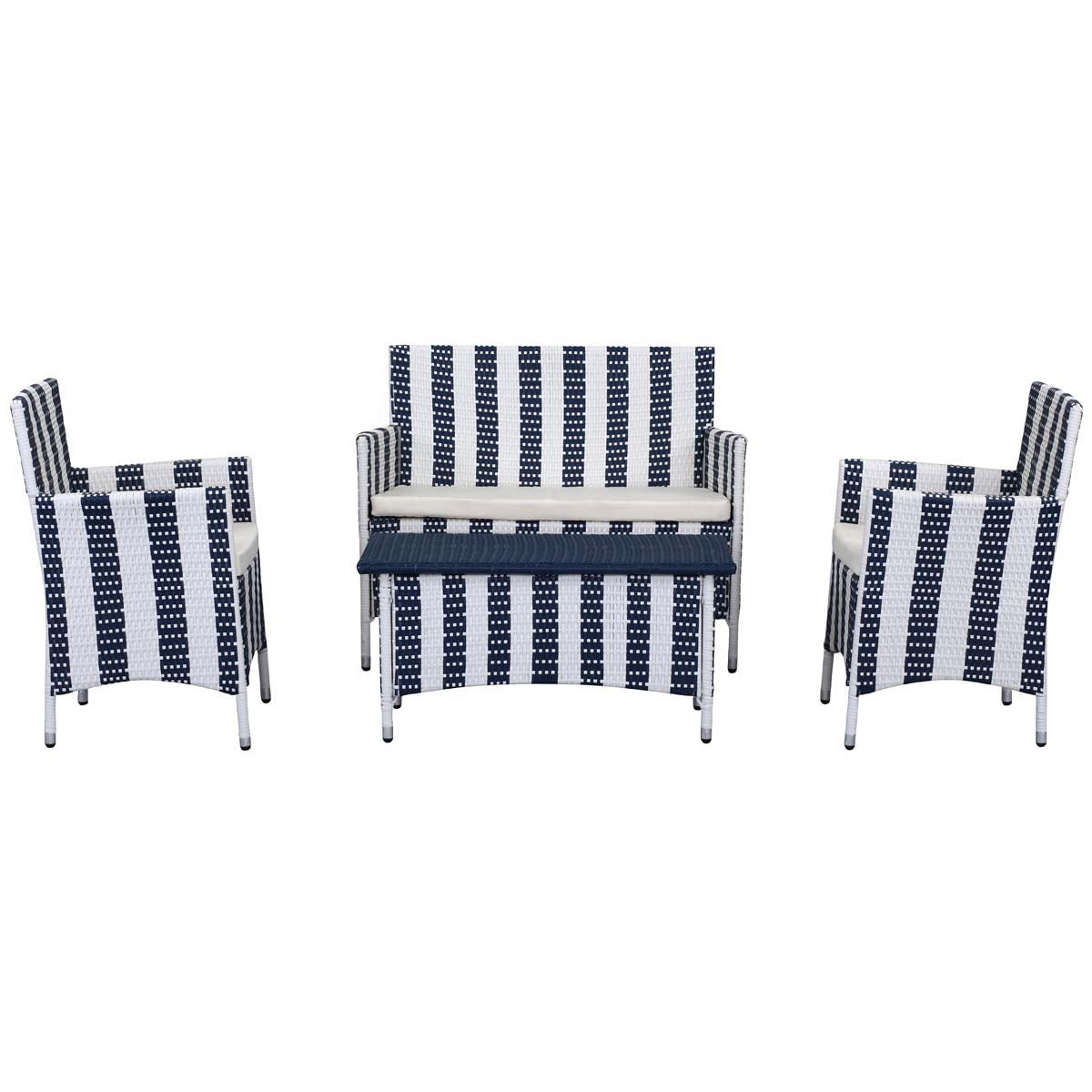 Safavieh Figueroa 4 Pc Outdoor Set , PAT2508 - Navy/White