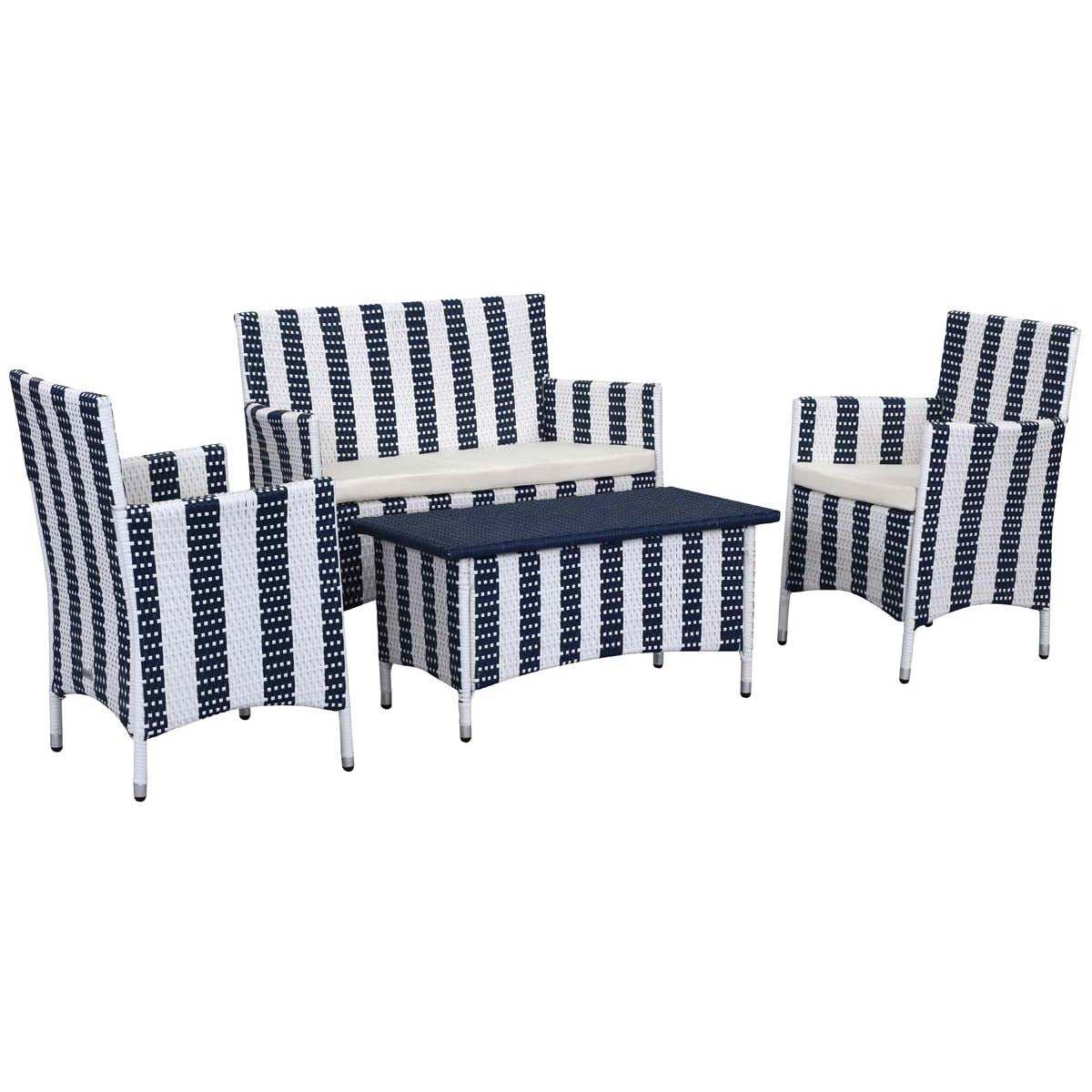 Safavieh Figueroa 4 Pc Outdoor Set , PAT2508 - Navy/White