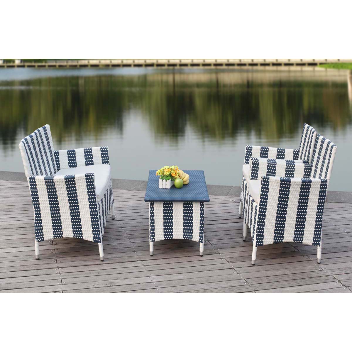 Safavieh Figueroa 4 Pc Outdoor Set , PAT2508 - Navy/White