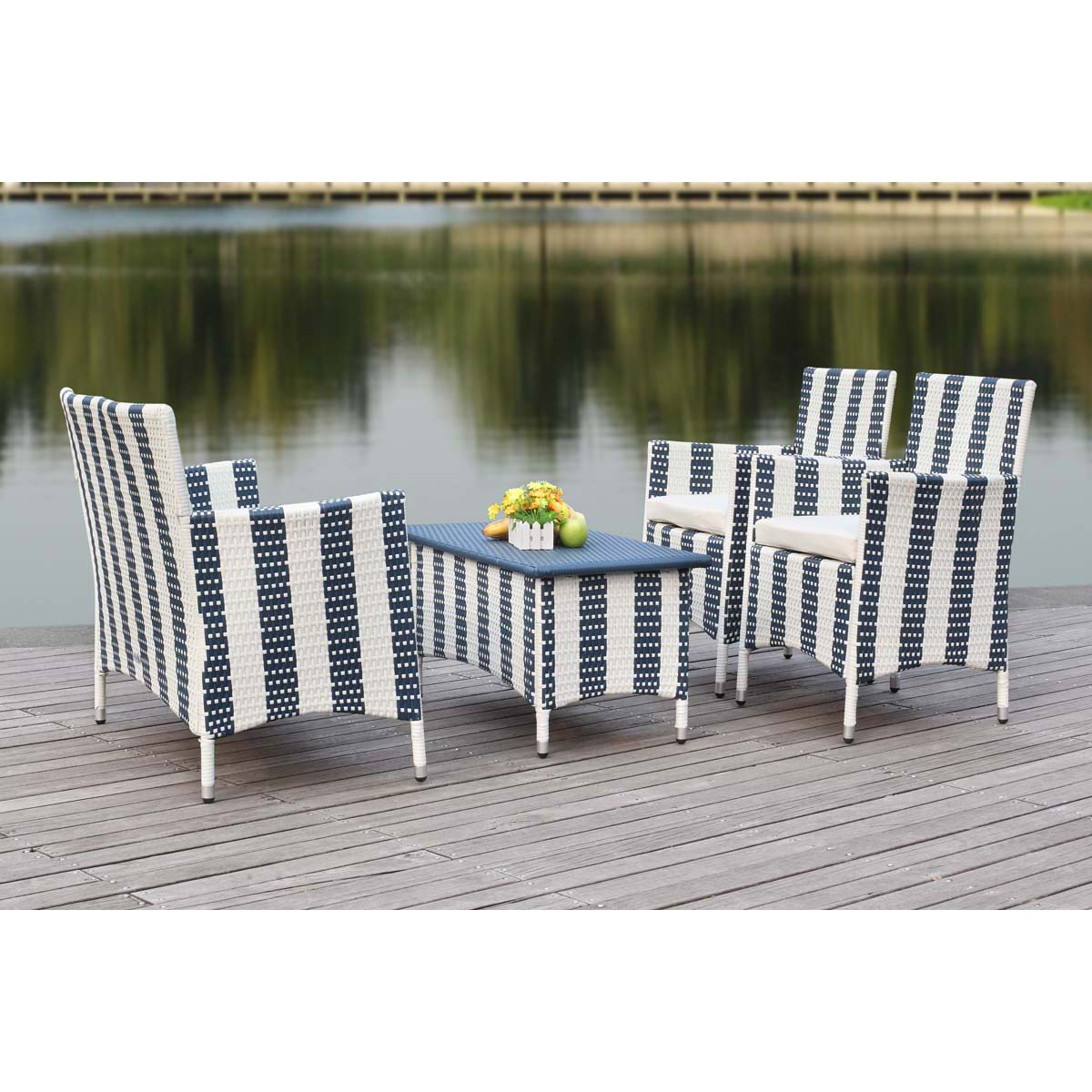 Safavieh Figueroa 4 Pc Outdoor Set , PAT2508 - Navy/White