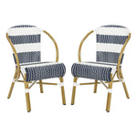 Safavieh Sarita Striped French Bistro  Side Chair , PAT4009 - Navy/White (Set of 2)