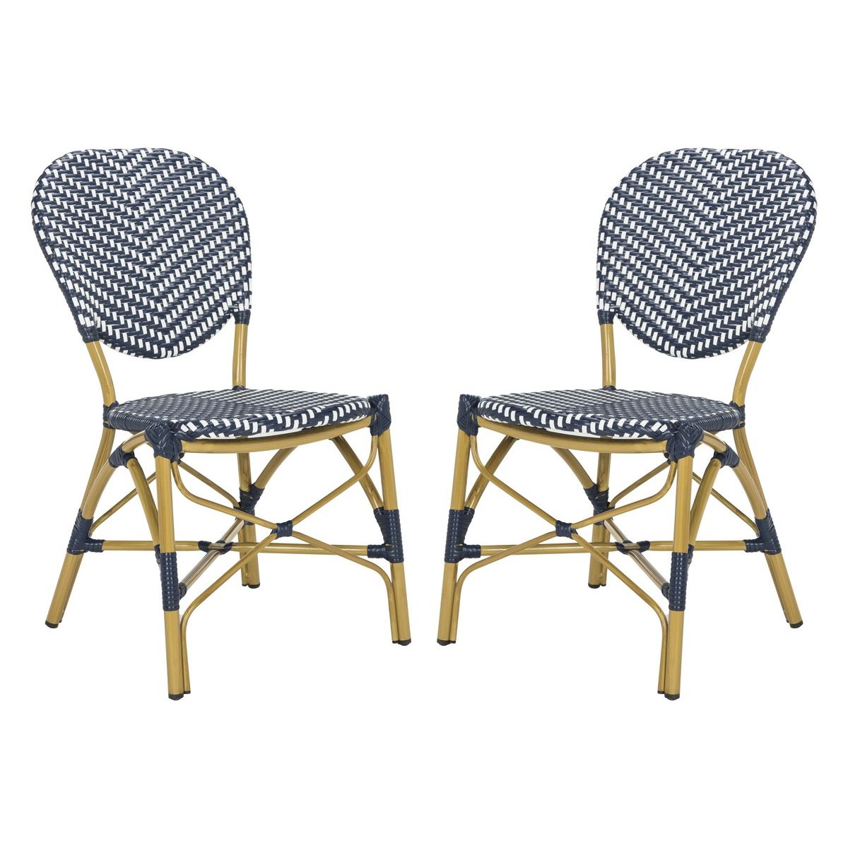 Safavieh Lisbeth French Bistro  Side Chair , PAT4010 - Navy / White