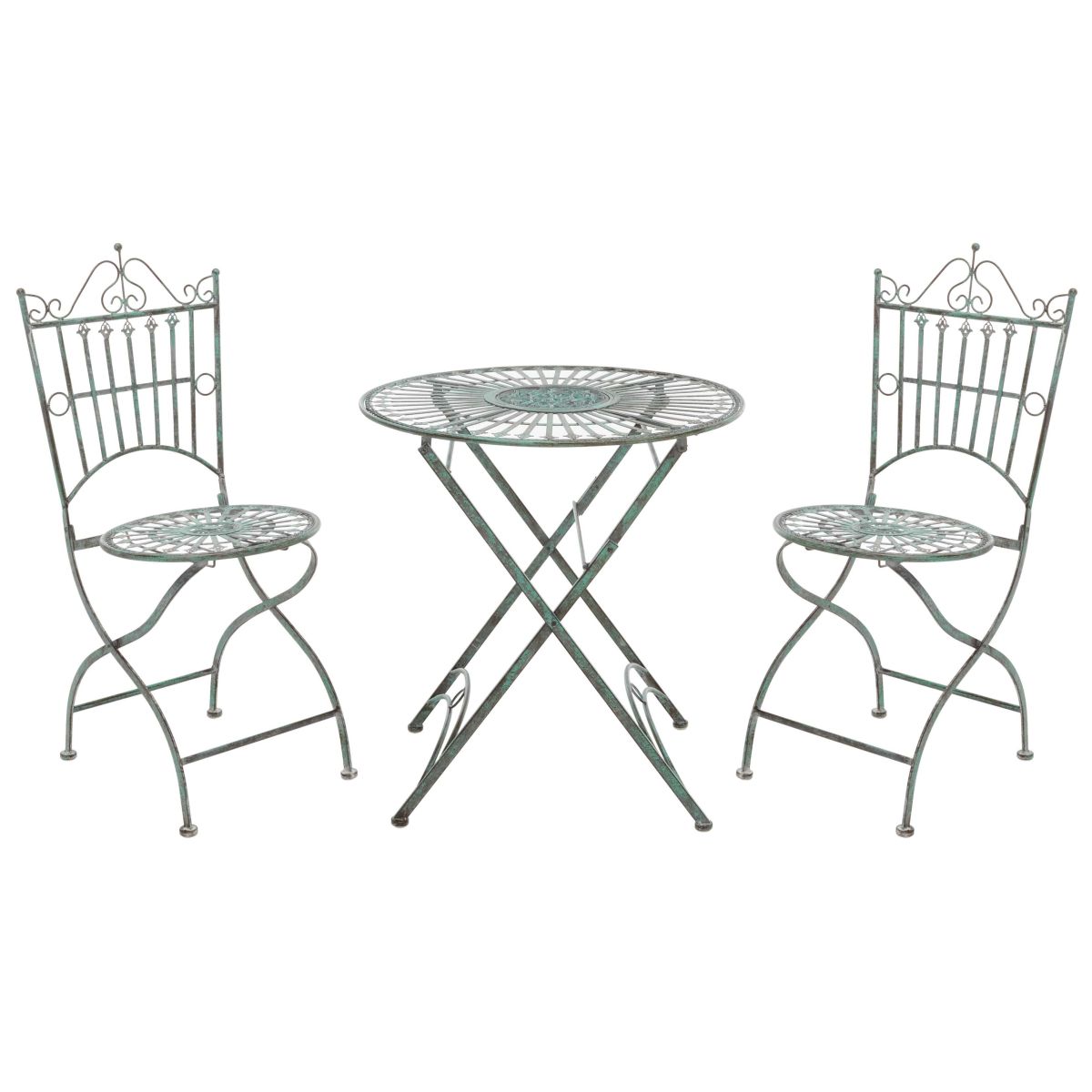 Safavieh Belen Bistro Set, One Table And Two Chairs , PAT5020 - Antique Green