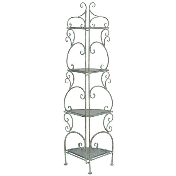 Safavieh Turuca 4 Tier Corner Shelf Unit , PAT5034 - Antique Green
