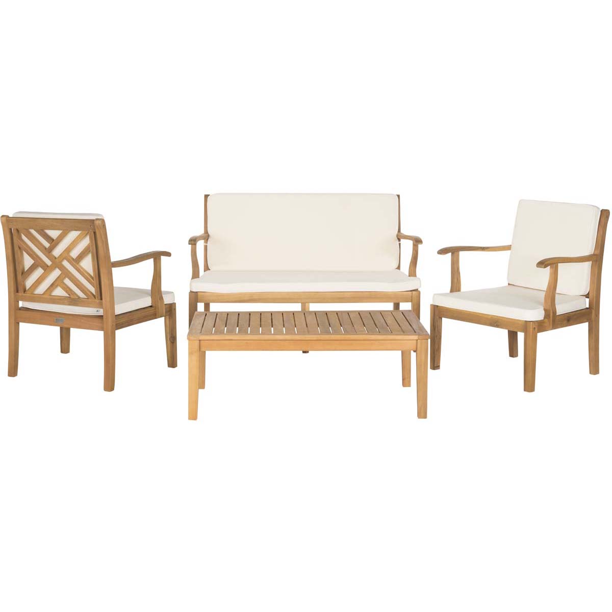 Safavieh Bradbury 4Pc Outdoor Living Set , PAT6710 - Natural/Beige