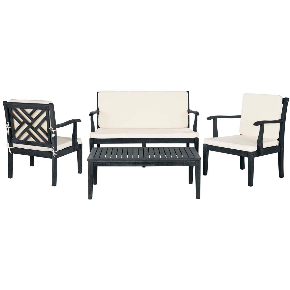 Safavieh Bradbury 4Pc Outdoor Living Set , PAT6710 - Dark Slate Grey