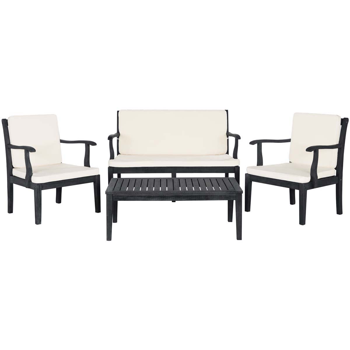 Safavieh Bradbury 4Pc Outdoor Living Set , PAT6710 - Dark Slate Grey