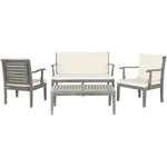 Safavieh Fresno 4Pc Outdoor Living Set , PAT6711 - Ash Grey/Beige