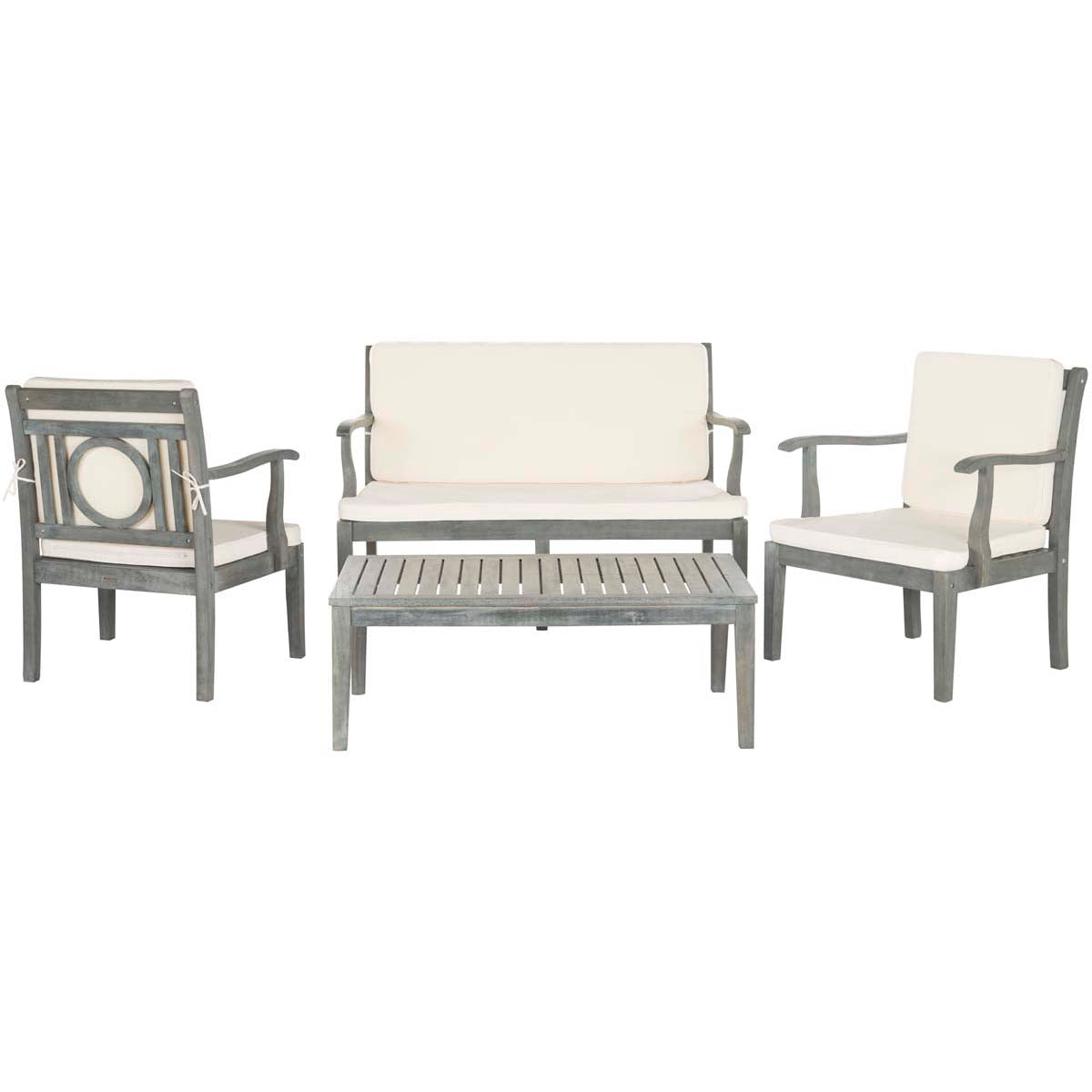 Safavieh Montclair 4Pc Outdoor Living Set , PAT6712 - Ash Grey/Beige
