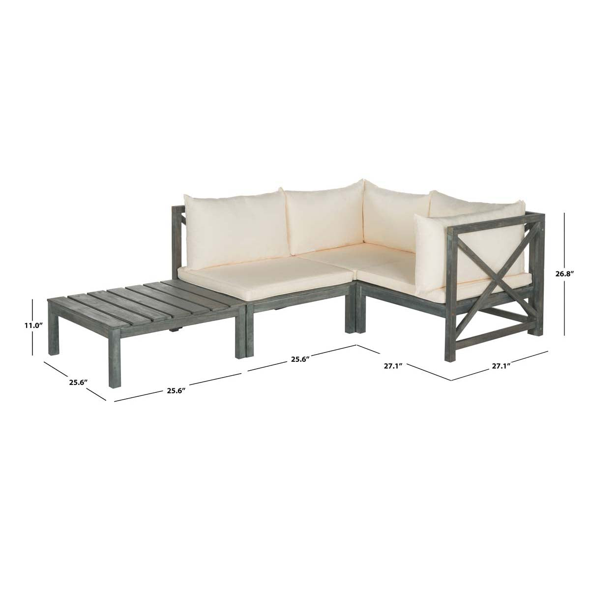 Safavieh Lynwood Modular Outdoor Sectional , PAT6713 - Ash Grey/Beige