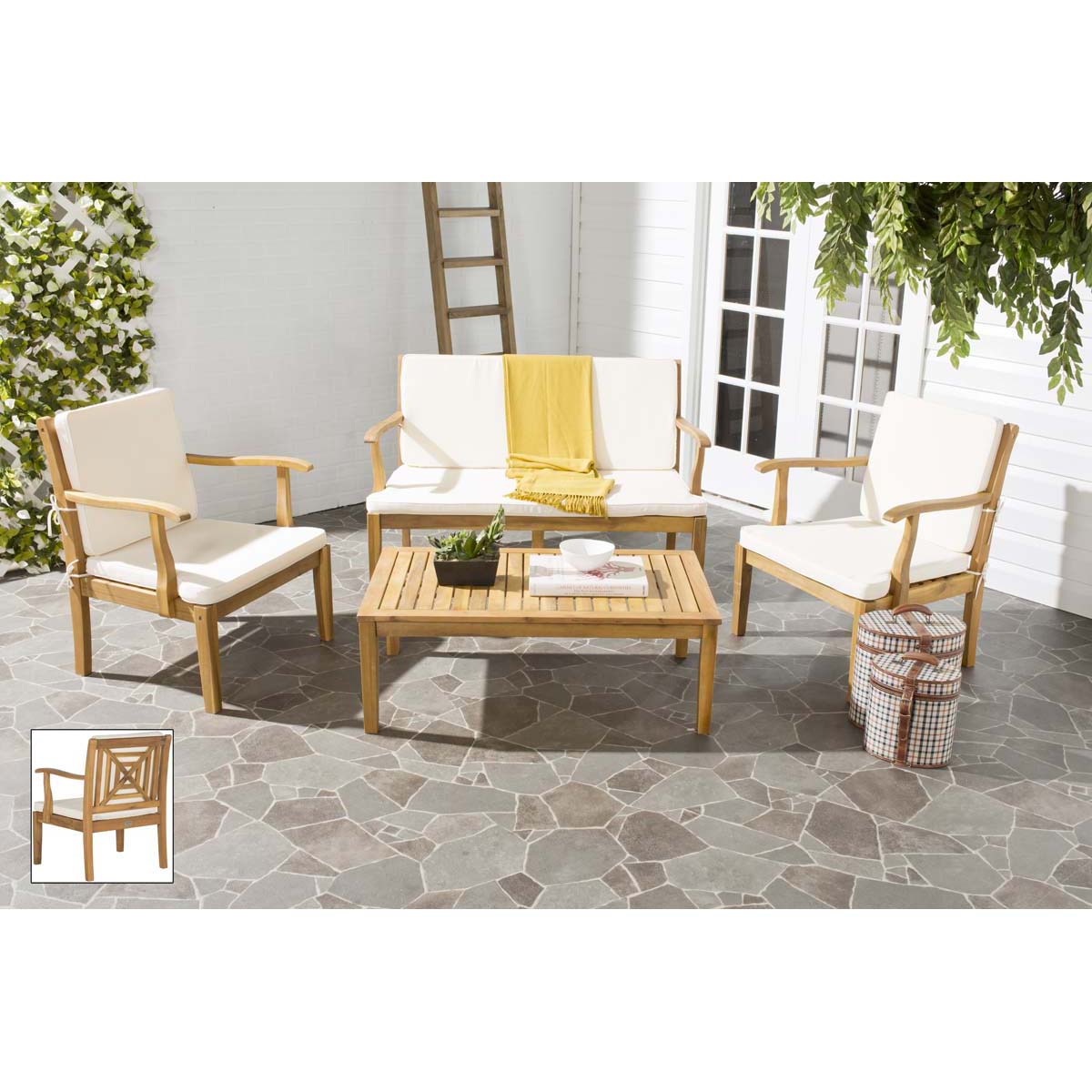 Safavieh Del Mar 4 Pc Outdoor Set , PAT6717 - Natural/Beige
