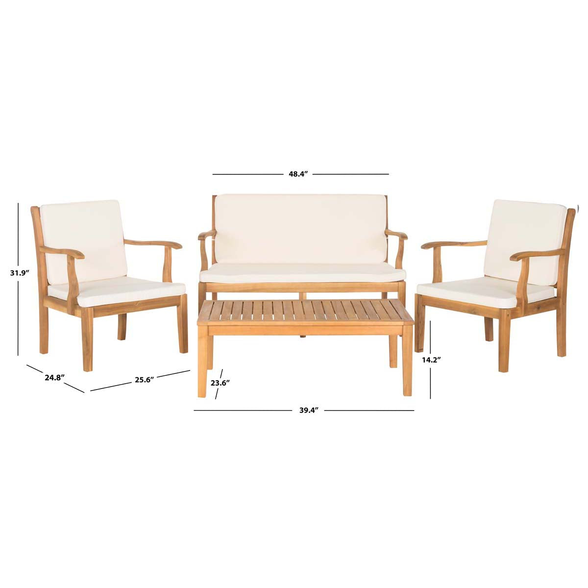Safavieh Del Mar 4 Pc Outdoor Set , PAT6717 - Natural/Beige