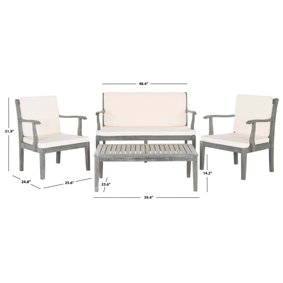 Safavieh Del Mar 4 Pc Outdoor Set , PAT6717 - Ash Grey/Beige