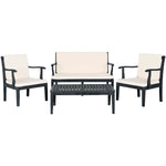 Safavieh Del Mar 4 Pc Outdoor Set , PAT6717 - Dark Slate Grey/Beige