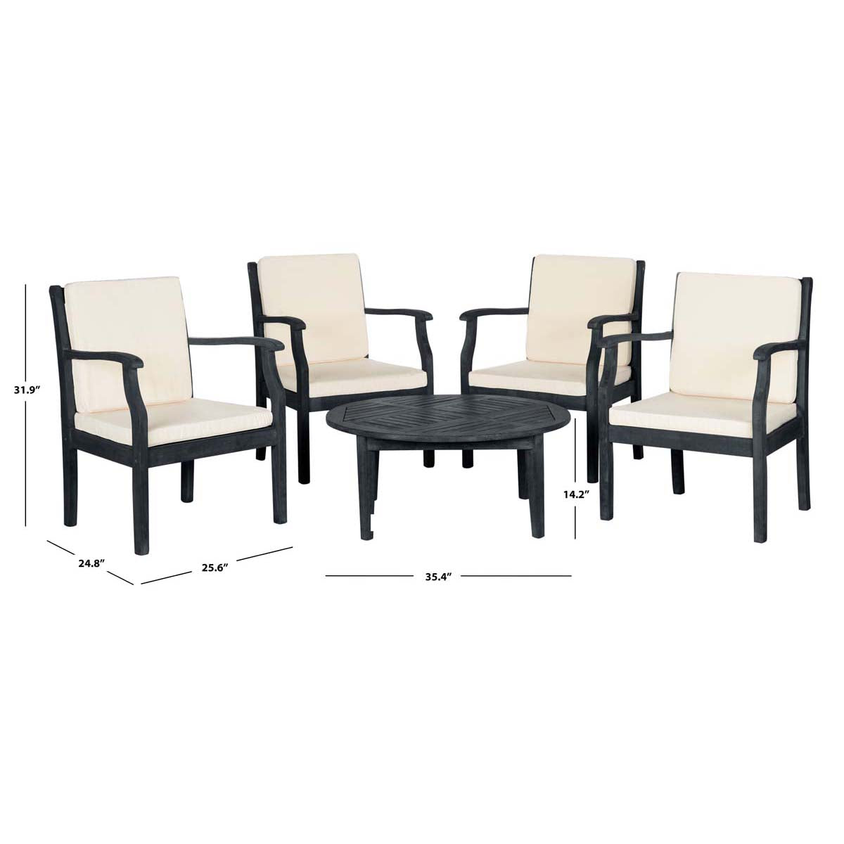 Safavieh Anaheim 5 Pc Coffee Set , PAT6718 - Dark Slate Grey/Beige