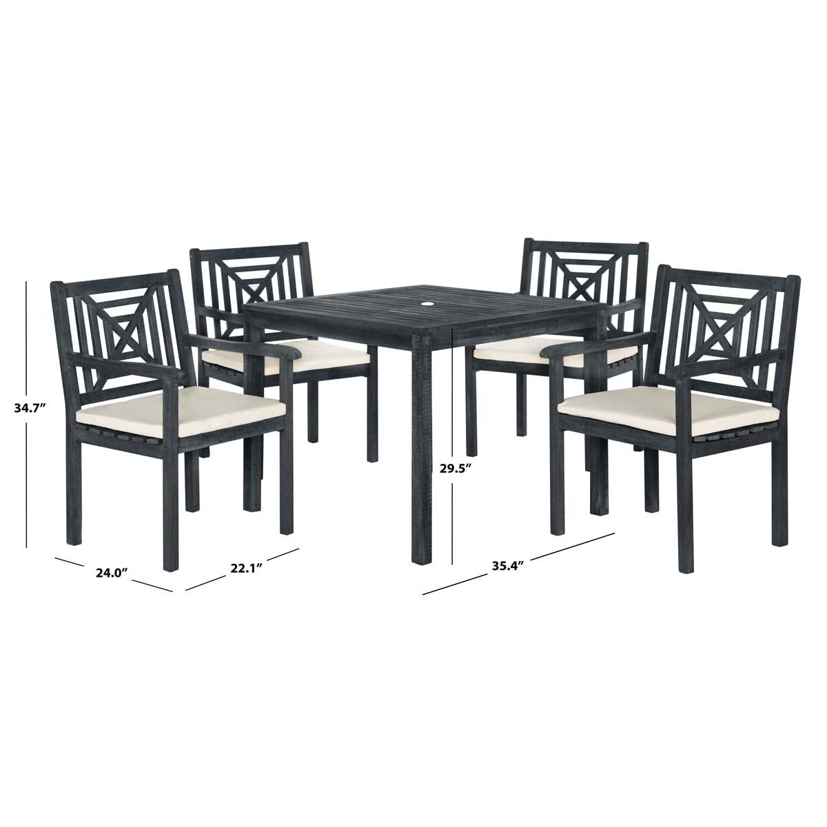 Safavieh Del Mar 5 Pc Dining Set , PAT6722 - Dark Slate Grey/Beige