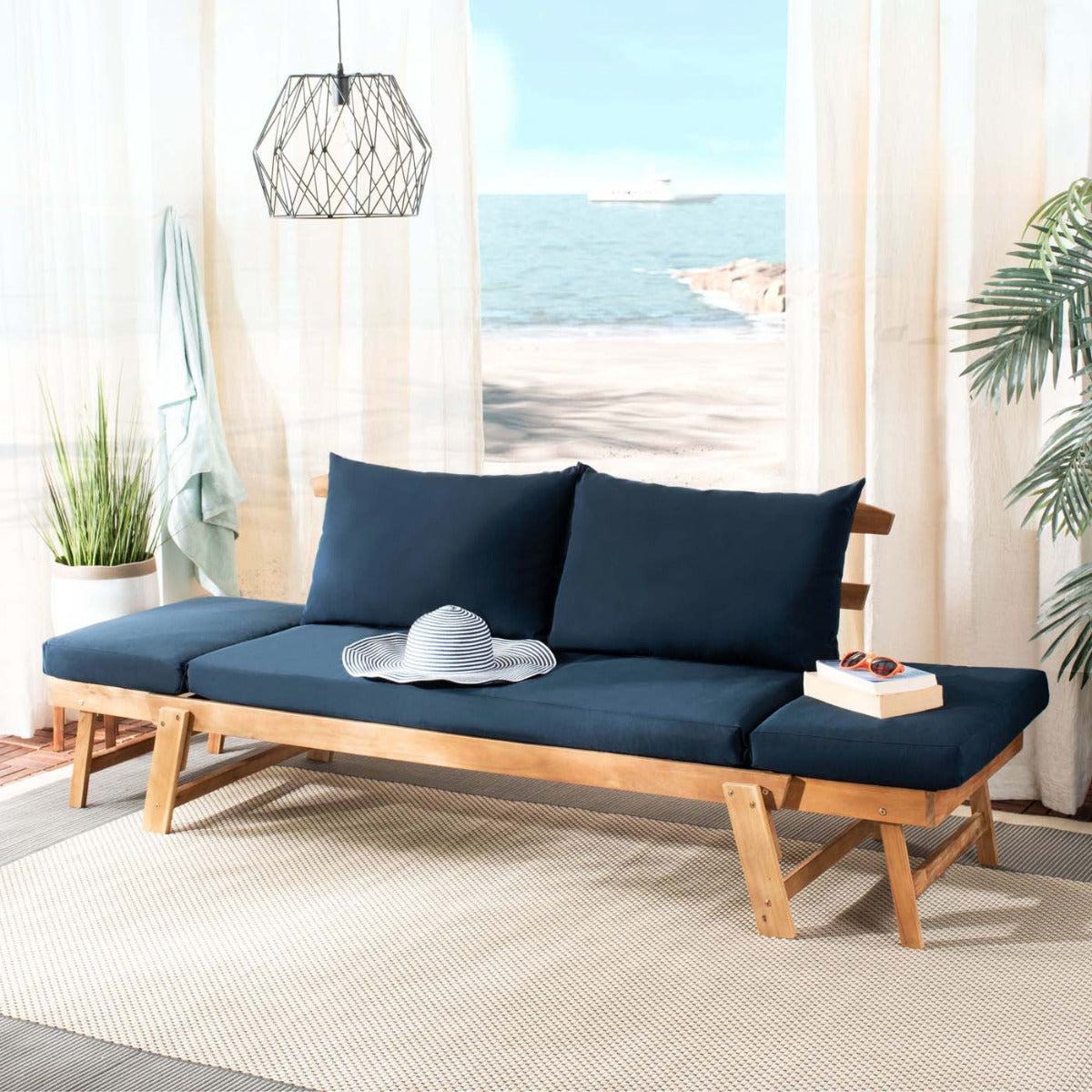 Safavieh Tandra Modern Contemporary Daybed , PAT6745 - Natural/Navy