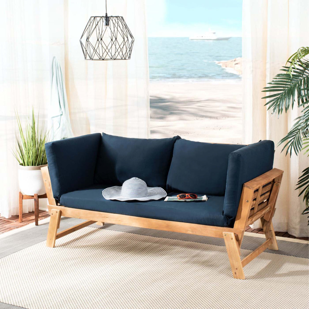 Safavieh Tandra Modern Contemporary Daybed , PAT6745 - Natural/Navy