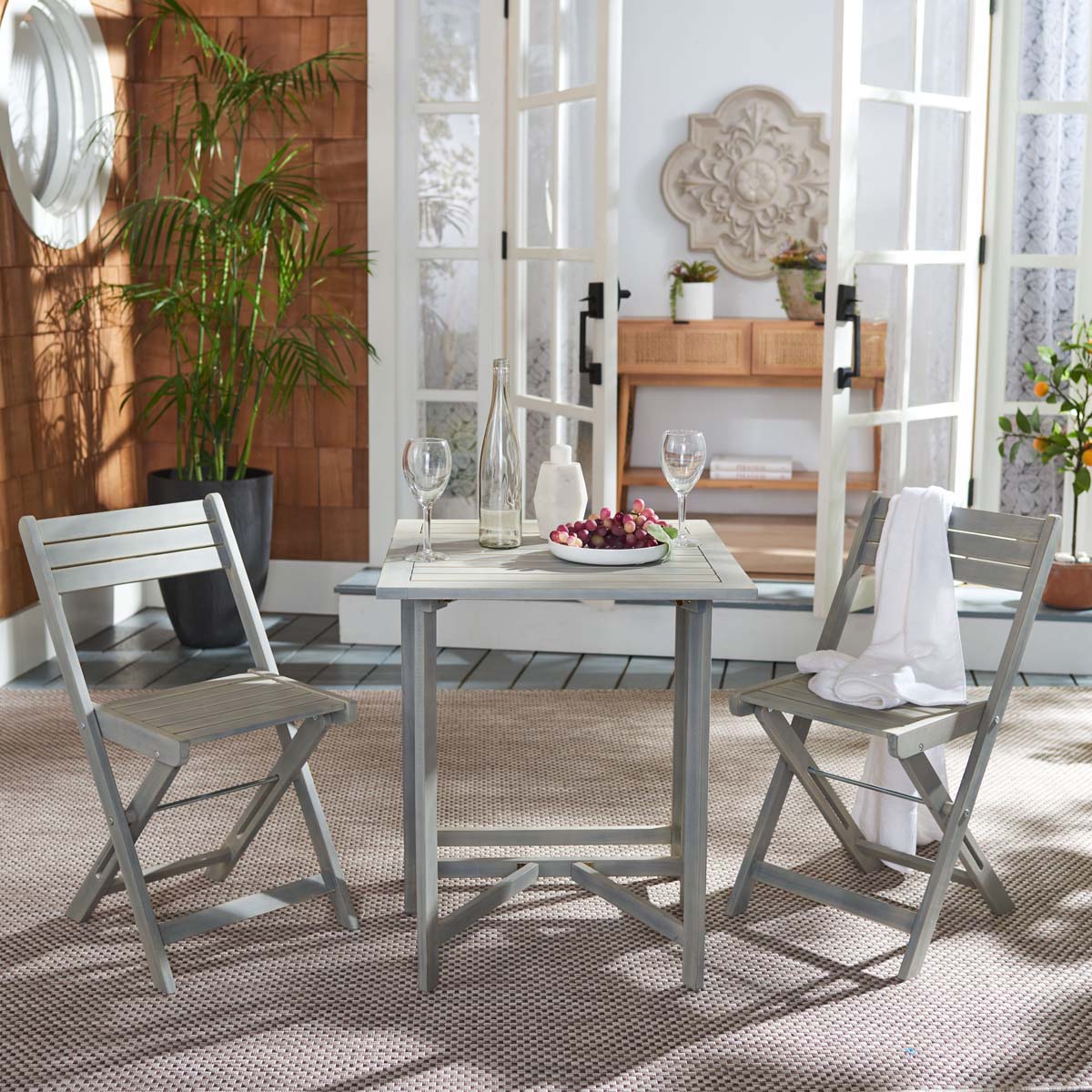 Safavieh Gallo Balcony Bistro Set , PAT6751 - Ash Grey