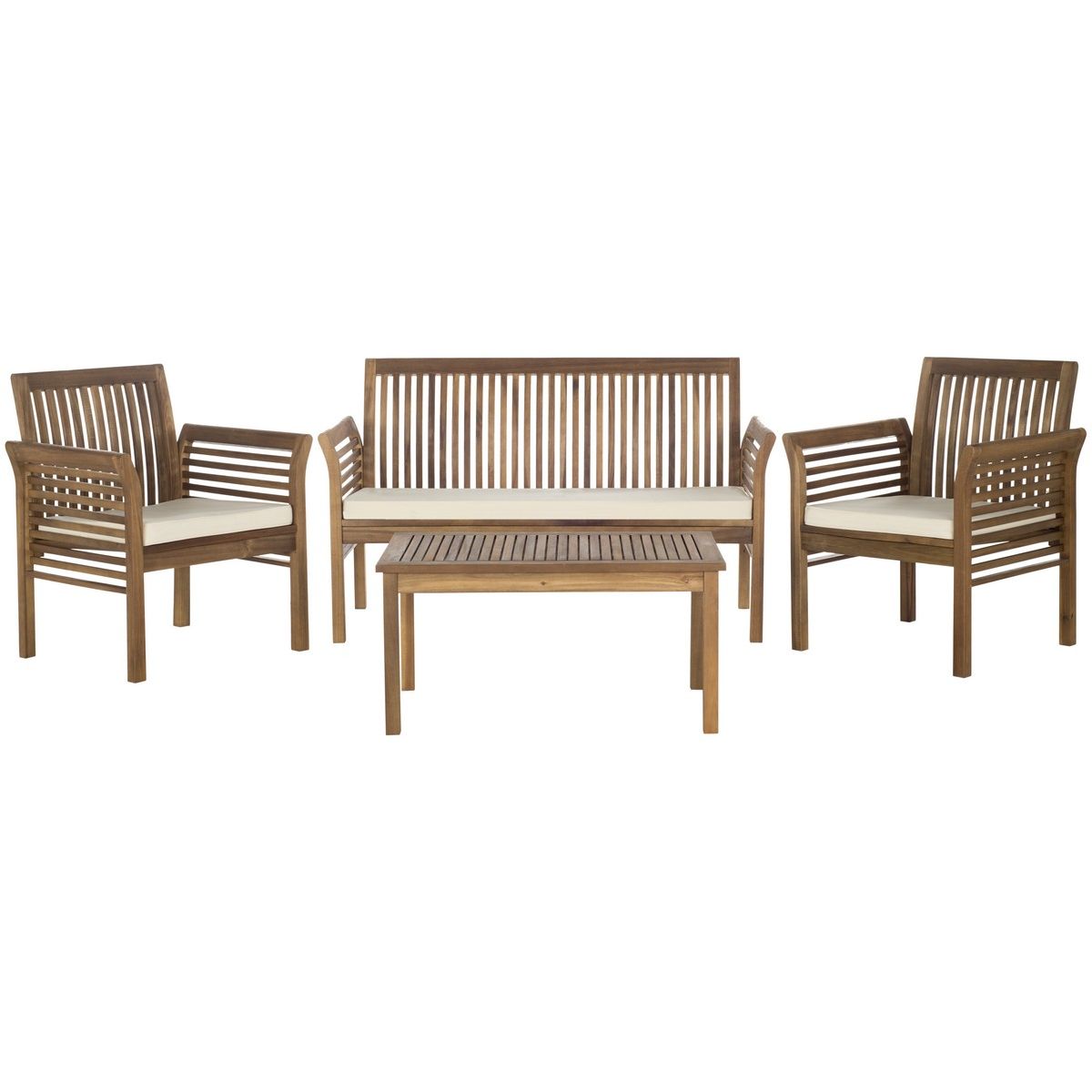 Safavieh Carson 4 Pc Outdoor Set , PAT7005 - Natural/Beige