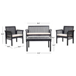 Safavieh Carson 4 Pc Outdoor Set , PAT7005 - Black/Beige