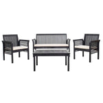 Safavieh Carson 4 Pc Outdoor Set , PAT7005 - Black/Beige
