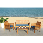 Safavieh Carson 4 Pc Outdoor Set , PAT7005 - Natural/Navy