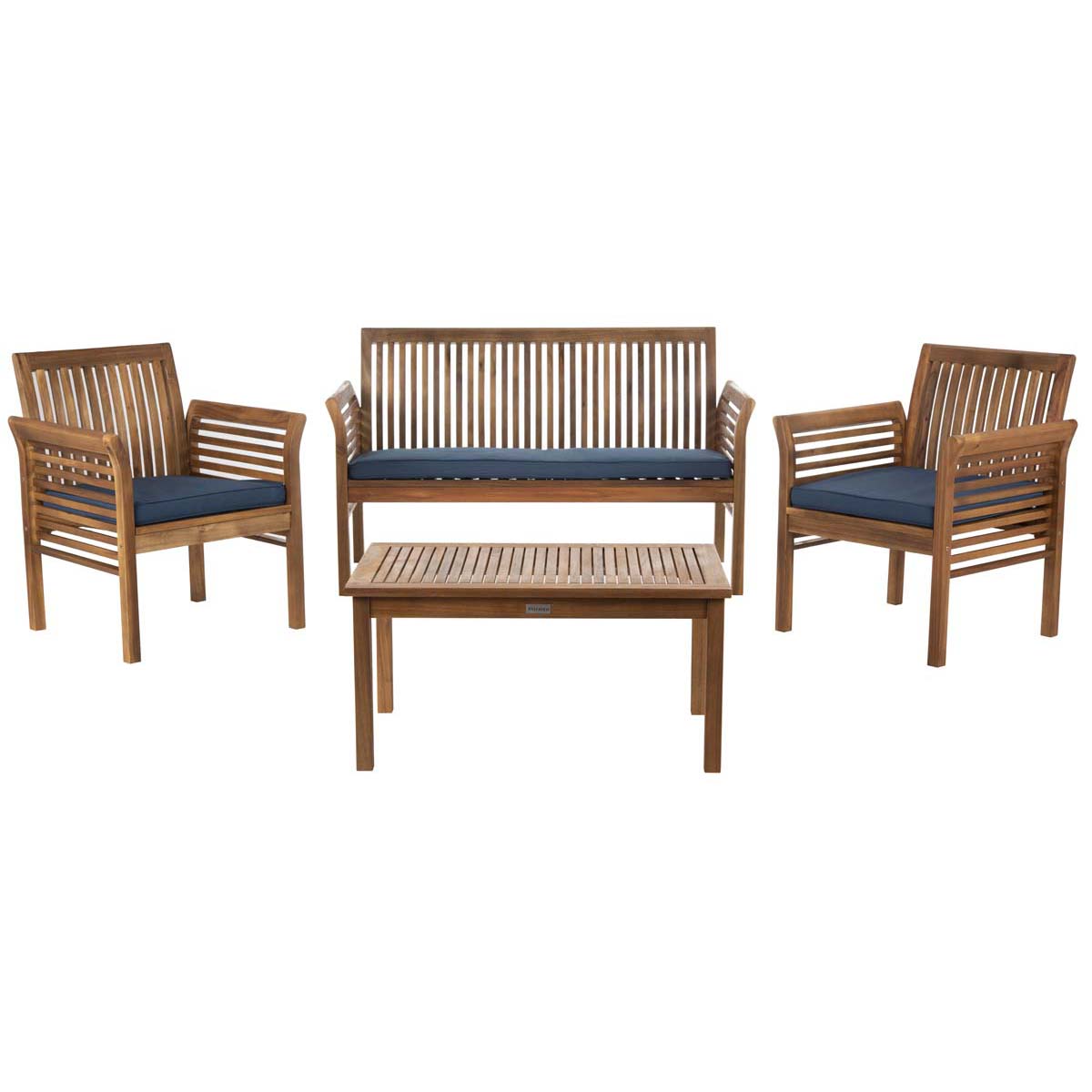 Safavieh Carson 4 Pc Outdoor Set , PAT7005 - Natural/Navy