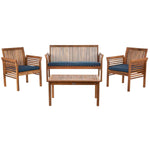 Safavieh Carson 4 Pc Outdoor Set , PAT7005 - Natural/Navy