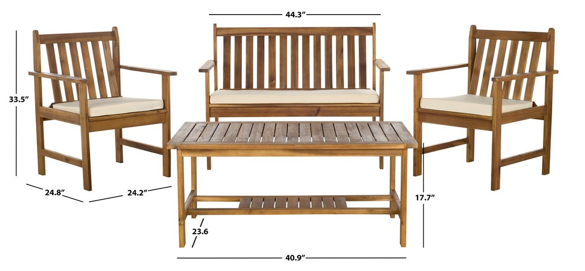 Safavieh Burbank 4 Pc Outdoor Set , PAT7006 - Natural/Beige