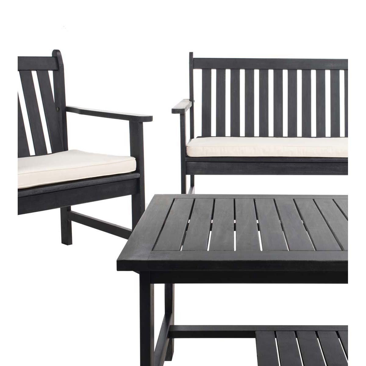 Safavieh Burbank 4 Pc Outdoor Set , PAT7006 - Black/Beige