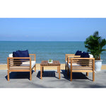 Safavieh Alda 4 Pc Outdoor Set With Accent Pillows , PAT7033 - Natural/Beige/Navy