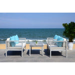 Safavieh Alda 4 Pc Outdoor Set With Accent Pillows , PAT7033 - Grey Wash/Beige/Light Blue