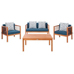 Safavieh Alda 4 Pc Outdoor Set With Accent Pillows , PAT7033 - Natural/Navy/White