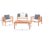 Safavieh Alda 4 Pc Outdoor Set With Accent Pillows , PAT7033 - Natural/Beige/Nvywht
