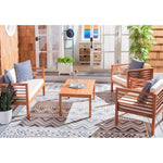 Safavieh Alda 4 Pc Outdoor Set With Accent Pillows , PAT7033 - Natural/Beige/Nvywht